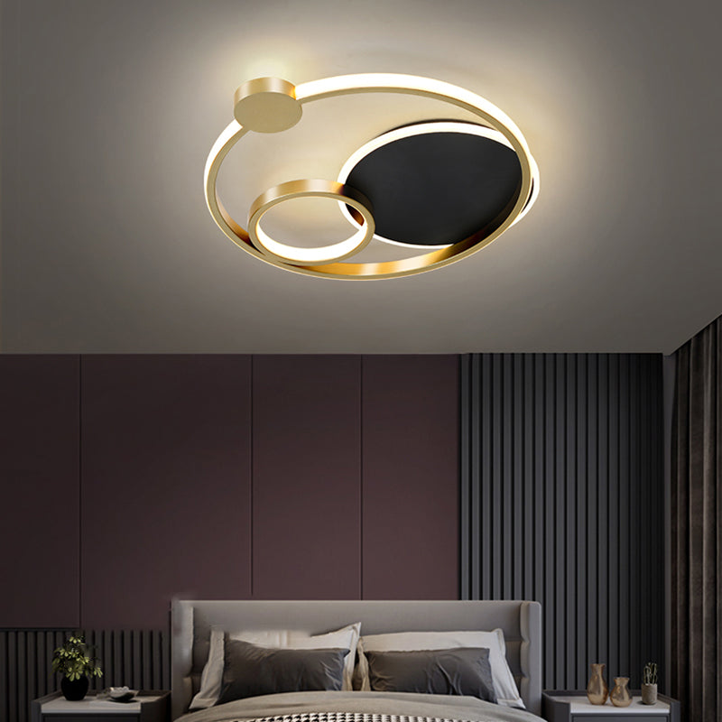 Modern Metal Led Flushmount Ceiling Lamp For Bedroom Gold-Black / 16 White