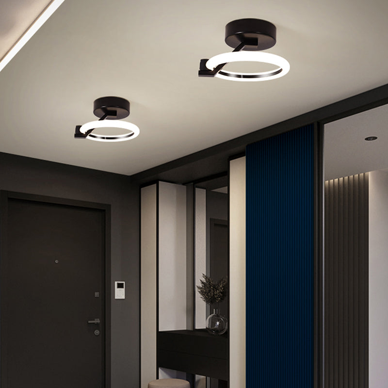 LED Flush Mount Ceiling Light: Acrylic Semi-Mount Fixture for Corridor - Simplicity and Style