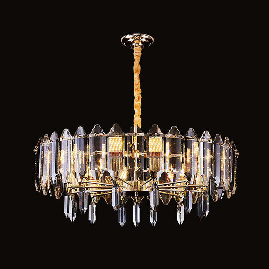Minimalist Clear Crystal Ceiling Chandelier For Living Room - Elegant Round Suspension Lamp 12 /