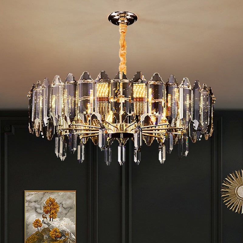 Minimalist Clear Crystal Ceiling Chandelier For Living Room - Elegant Round Suspension Lamp