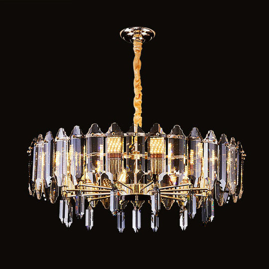 Minimalist Clear Crystal Ceiling Chandelier For Living Room - Elegant Round Suspension Lamp 15 /