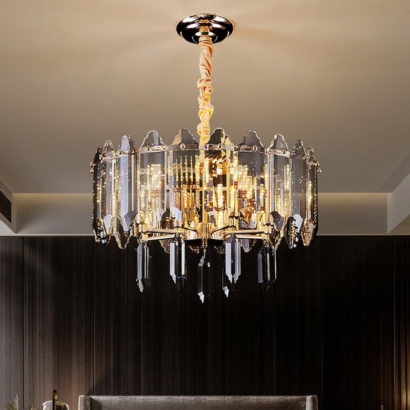 Minimalist Clear Crystal Ceiling Chandelier For Living Room - Elegant Round Suspension Lamp