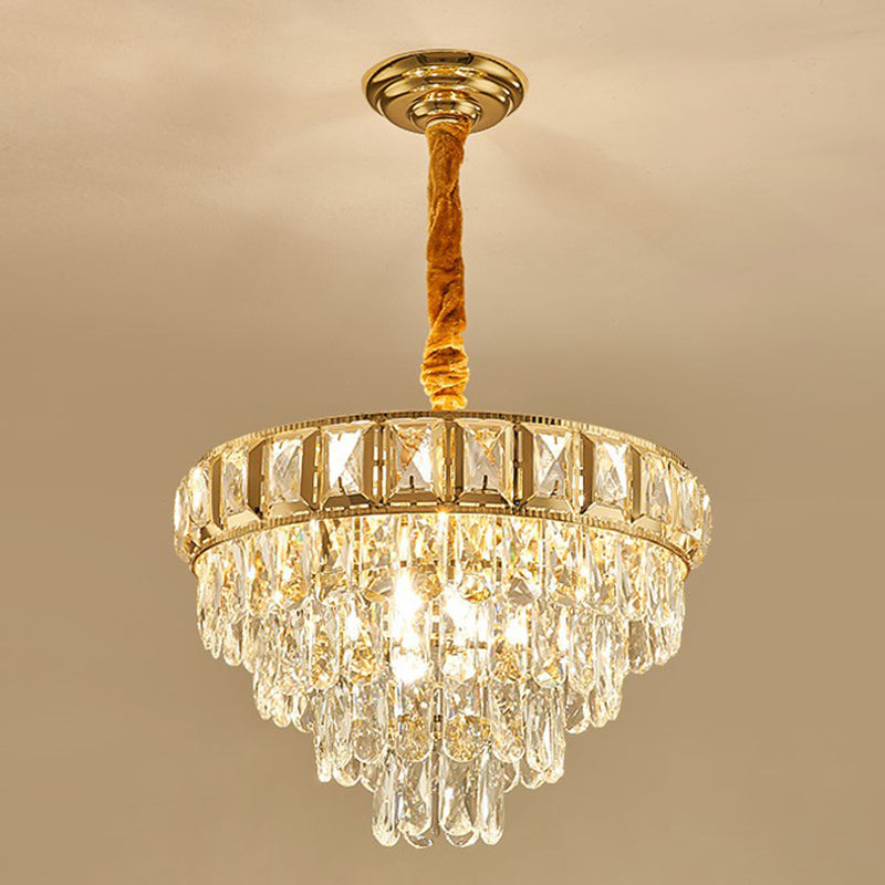 Modern Cone-Shaped Crystal Chandelier For Living Room Clear Minimalistic Design 6 /
