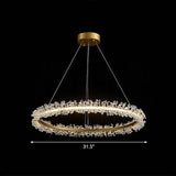 Simplicity Circle Led Chandelier With Crystal Beads - Elegant Pendant Lighting Fixture For Living