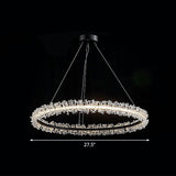 Simplicity Circle Led Chandelier With Crystal Beads - Elegant Pendant Lighting Fixture For Living