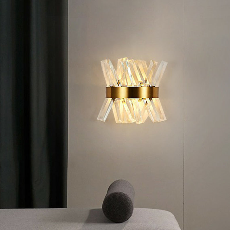 Modern Gold X-Shaped Wall Sconce With K9 Crystal - Bedroom Mount Lamp