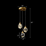 Minimalist Brass Led Cluster Pendant Light For Staircase With Crystal Gem Detail 3 /
