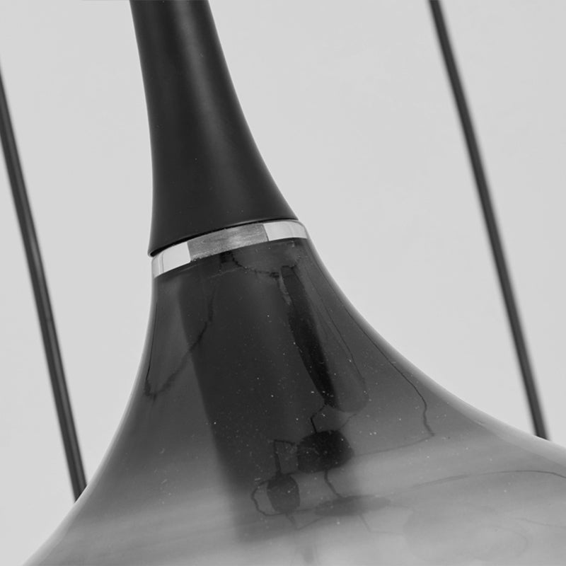 Stylish Teardrop Multi Pendant Ceiling Hang Light - Modern Ombre Smoke Glass - 6-Bulb Staircase Lighting