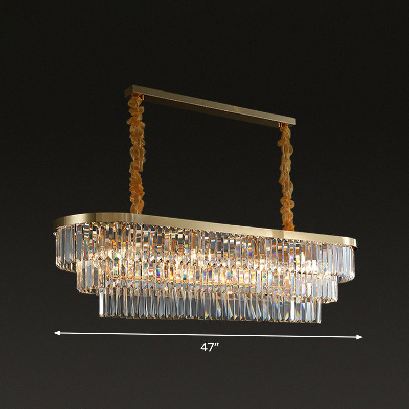 Postmodern Clear Crystal Rod Pendant Light For Dining Room In Brass Finish / 47