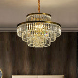Modern Crystal Chandelier Pendant Light For Living Room With Circular Suspension