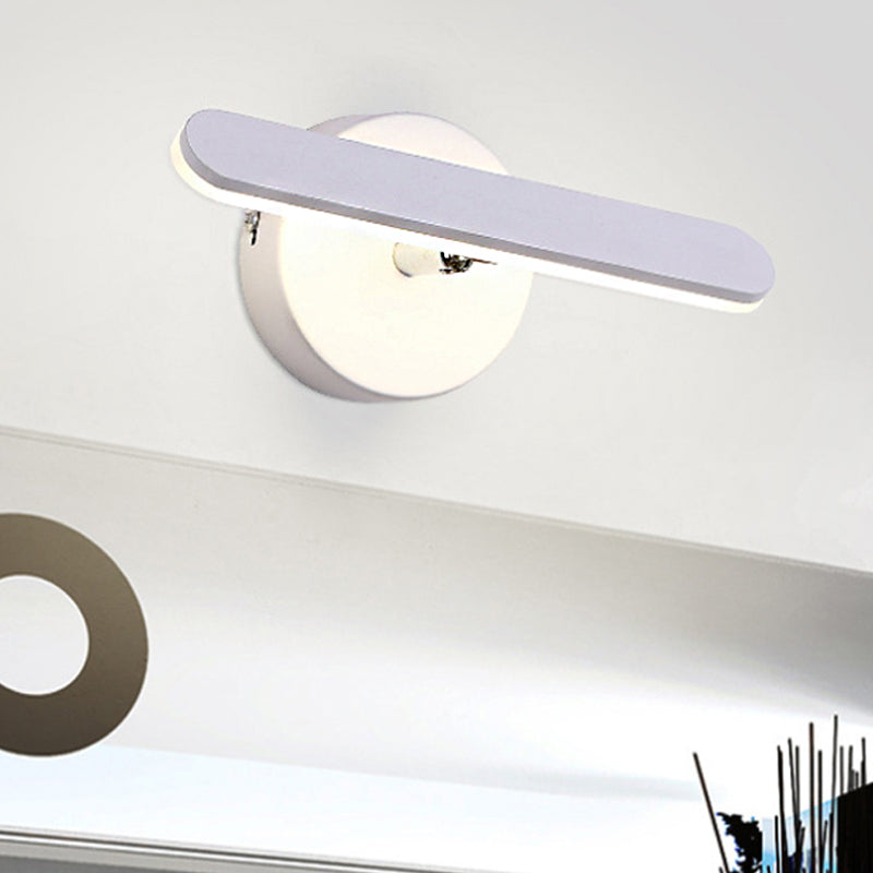 Adjustable Led Wall Sconce In White For Bedside Simple Style Metal Lighting /