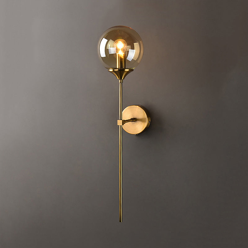 Modernist Glass Round Sconce Lamp: 1-Light Wall Mounted Light In Gold For Living Room