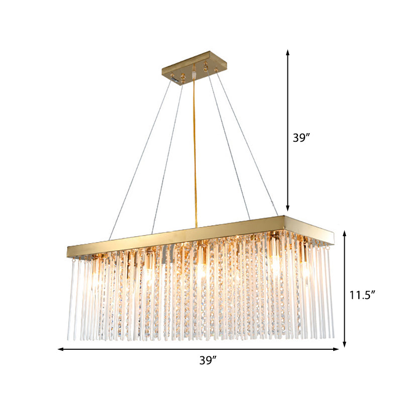 Modern Rectangular Crystal Pendant Ceiling Light - Gold Led Chandelier 23.5/31.5/39 Wide