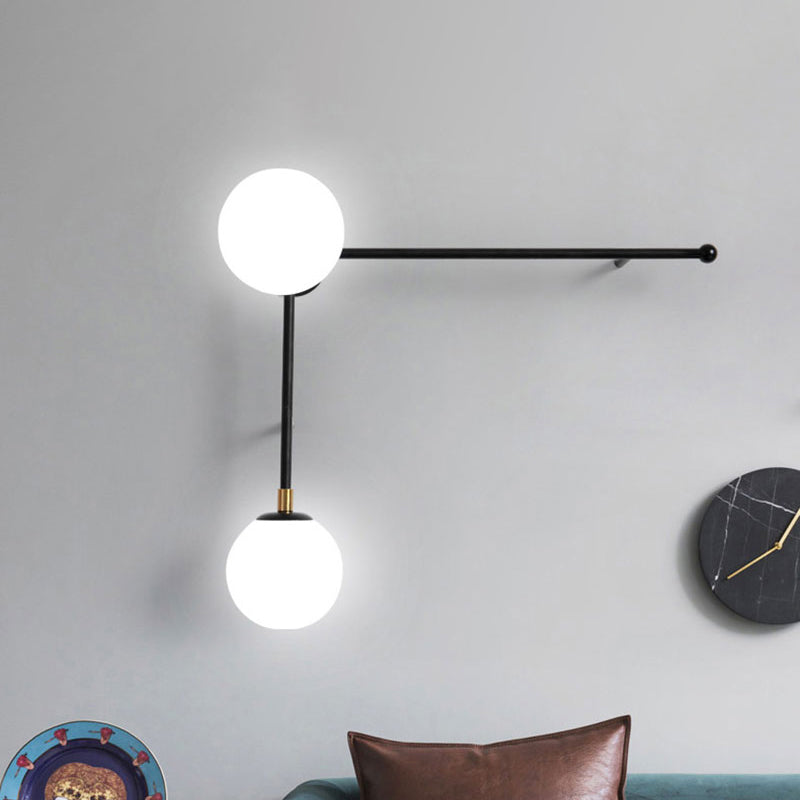 Modern Wall Lamp With Crossed Lines Glass Shade Black/Gold Finish - 2/4 Lights 2 / Black