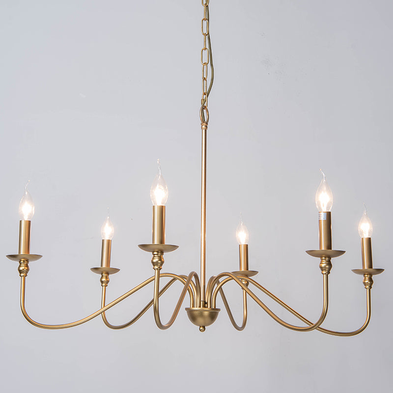 Traditional Gold Curved Arm Chandelier With Clear Glass 4/6/8-Light Living Room Hanging Lamp 6 /