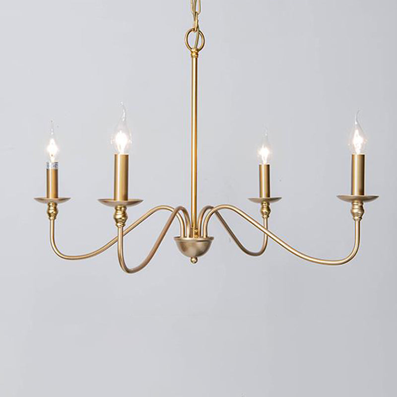 Traditional Gold Curved Arm Chandelier With Clear Glass 4/6/8-Light Living Room Hanging Lamp 4 /