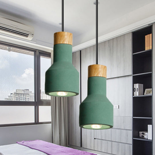 Nordic Ceiling Pendant Torch Shape Cement Light - Stylish One Hanging Fixture For Bedroom And Hotel