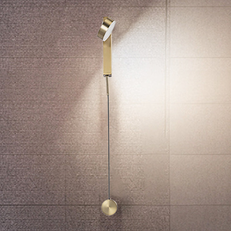 Modern Drum Shade Wall Light: Led Metal Lamp For Bedroom In White/Warm Light Gold / Warm