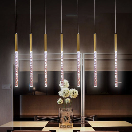 Modern Crystal Hanging Pendant Light - 1-Light Gold Ceiling Lamp for Bars - Warm/White/Purple Light