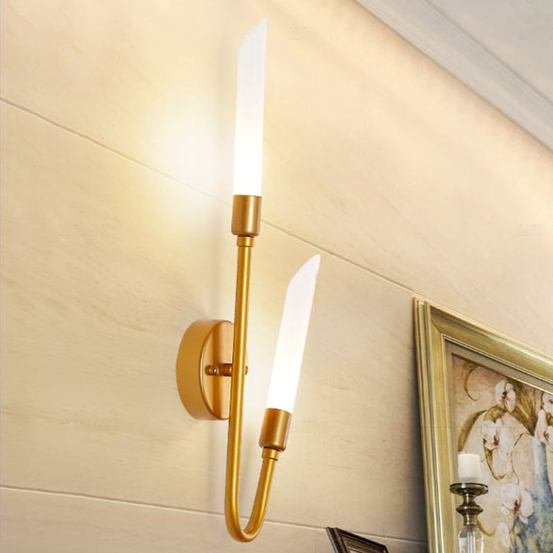 Modern Black/Gold Tube Wall Light With Frosted Glass - Perfect For Living Room Gold