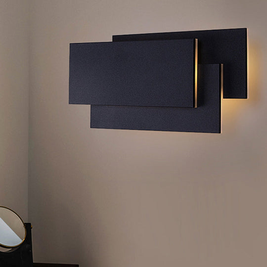 Modern Led Wall Lamp - Aluminum Rectangle Light With Warm/White Lighting Black/White Black / White