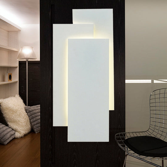 Modern Led Wall Lamp - Aluminum Rectangle Light With Warm/White Lighting Black/White