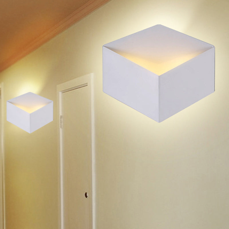 Minimalist Metallic Geometric Wall Mount Light: Cubic Shape 1/2-Light White Lamp For Corridor 1 /