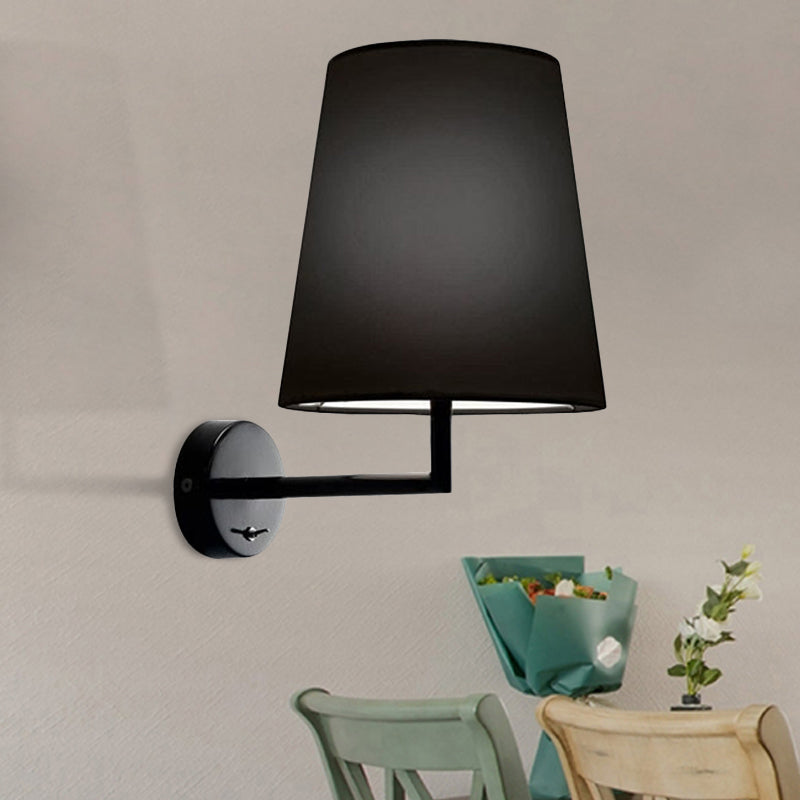 Modern Led Cone Wall-Mounted Fabric Sconce Light In Black/White For Living Room