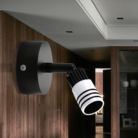 Contemporary Metal Wall Mounted Led Sconce Light In Black/White - Warm/White Black / White No Switch