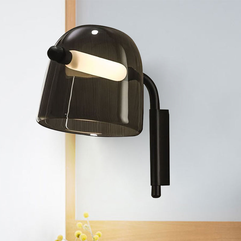 Modernist Led Dome Living Room Sconce Wall Lamp In White/Black Glass Black