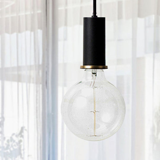 Mini Macaron Loft Metal Pendant Light - Single Hanging Lamp For Cafes Black/Blue/Pink/White Black /