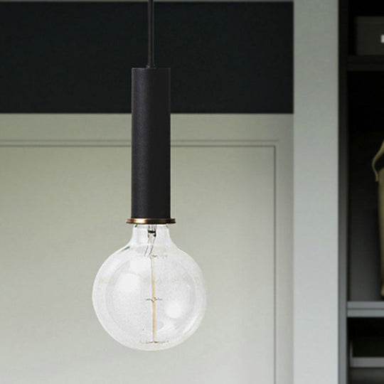 Mini Macaron Loft Metal Pendant Light - Single Hanging Lamp For Cafes Black/Blue/Pink/White Black /