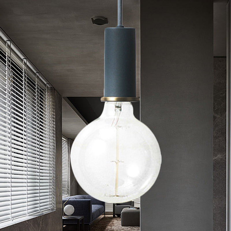 Mini Macaron Loft Metal Pendant Light - Single Hanging Lamp For Cafes Black/Blue/Pink/White Dark