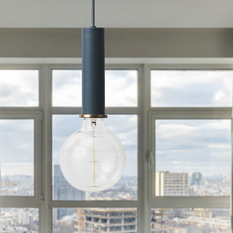 Mini Macaron Loft Metal Pendant Light - Single Hanging Lamp For Cafes Black/Blue/Pink/White Dark