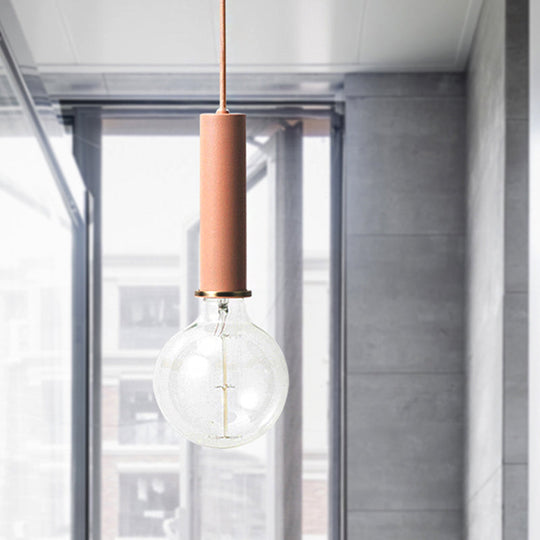Mini Macaron Loft Metal Pendant Light - Single Hanging Lamp For Cafes Black/Blue/Pink/White Pink /