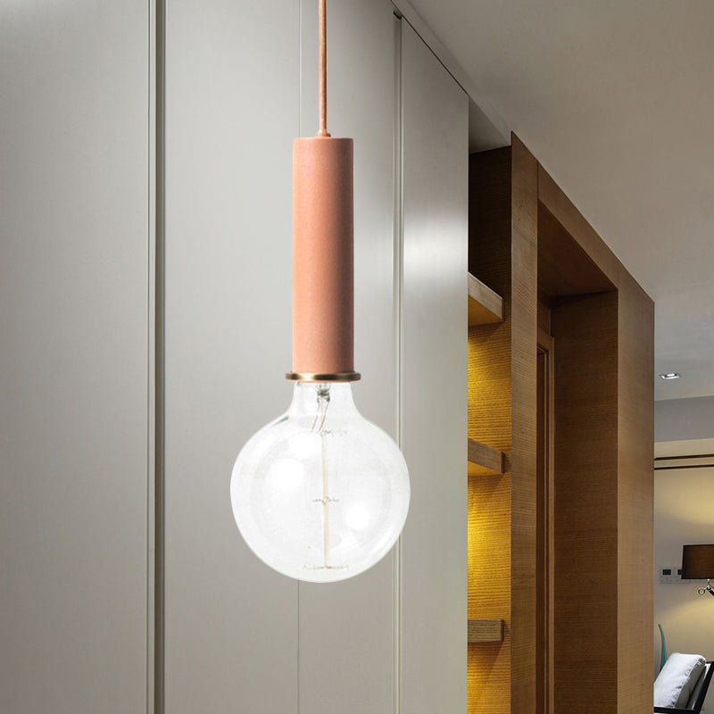 Mini Hanging Macaron Loft Metal Pendant Light - Single Light in Black/Blue/Pink/White - Perfect for Cafes