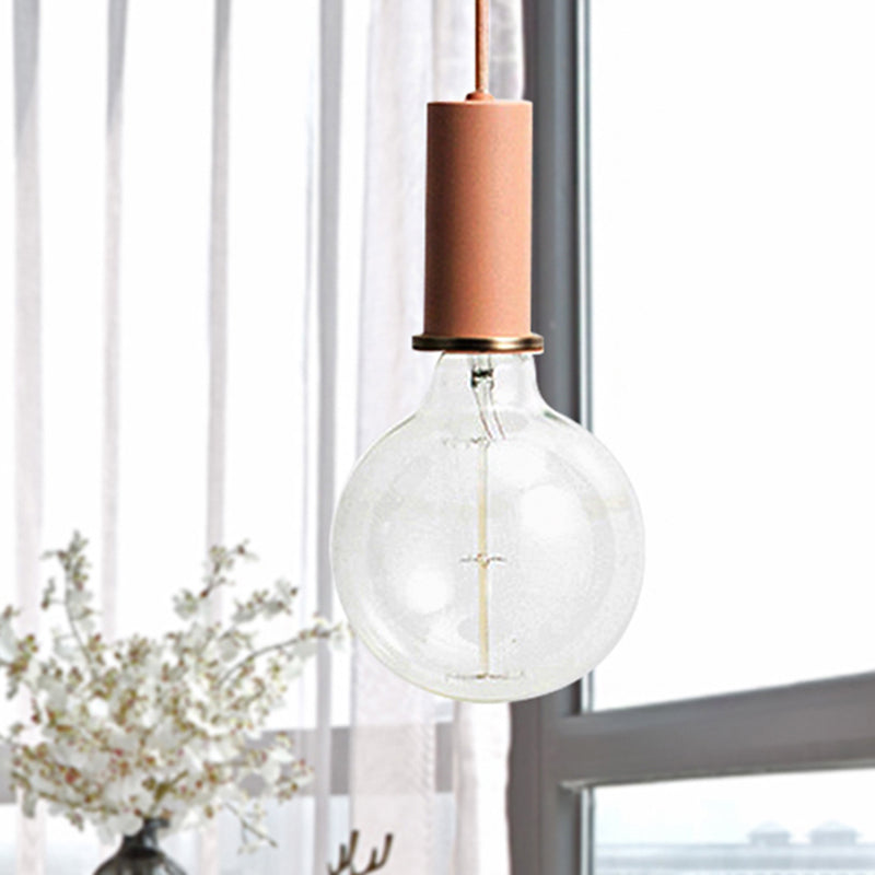 Mini Macaron Loft Metal Pendant Light - Single Hanging Lamp For Cafes Black/Blue/Pink/White Pink / 4