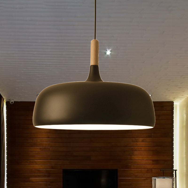 Sleek Metal Bowl Ceiling Lamp - Simple Style, 1 Light Black/White Pendant Light for Dining Room - 12.5"/19" Wide