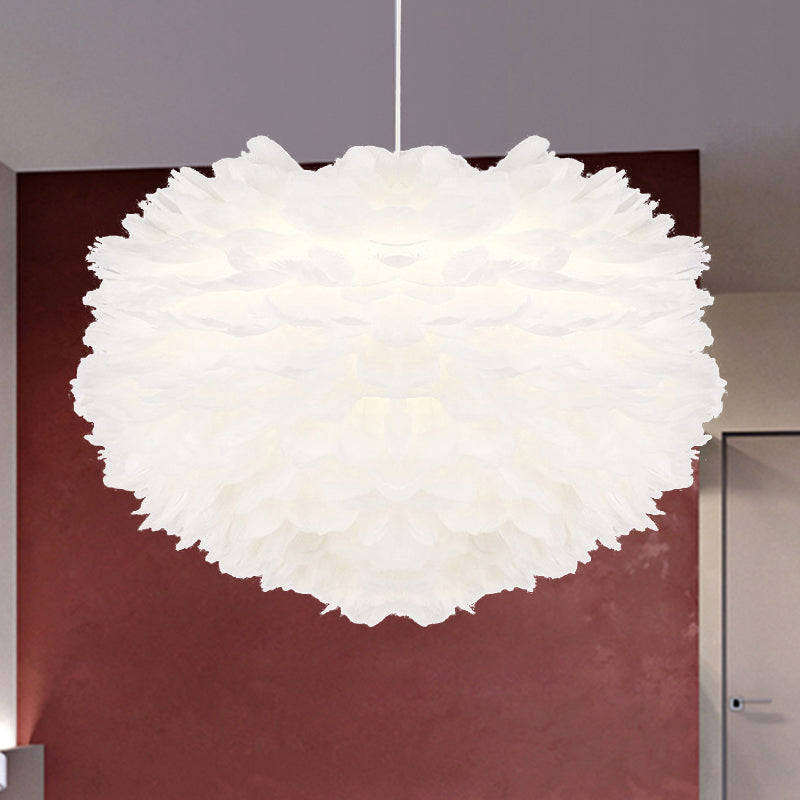 Feather Pendant Light: Modern Style Ceiling Fixture White / 12