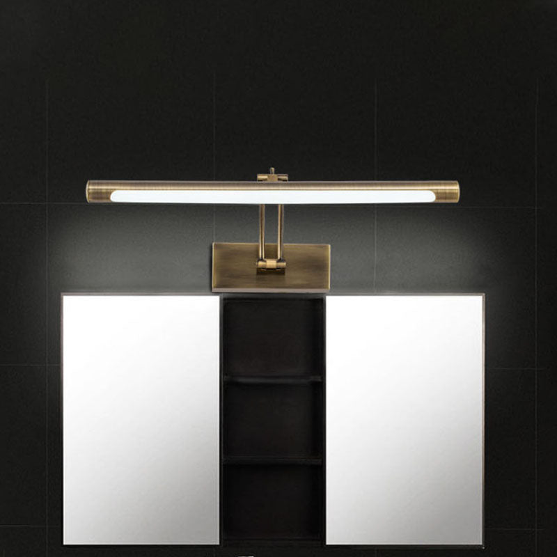 Vintage Brass/Gold Finish Tubular Wall Lamp - Led Vanity Lighting For Bathroom