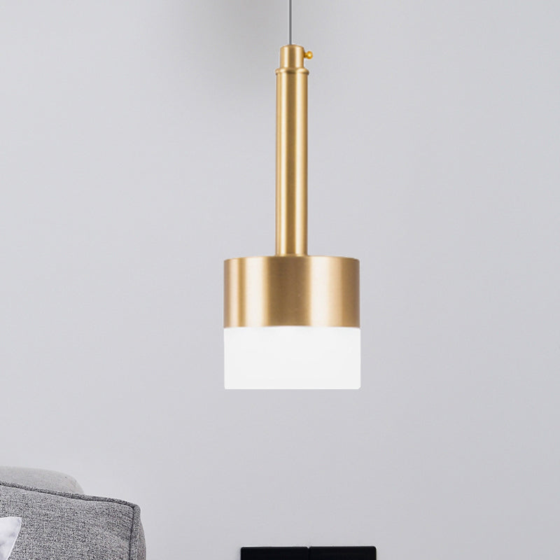 Nordic Gold Drum Ceiling Pendant Light With 1 Metal Head - Perfect For Bedroom