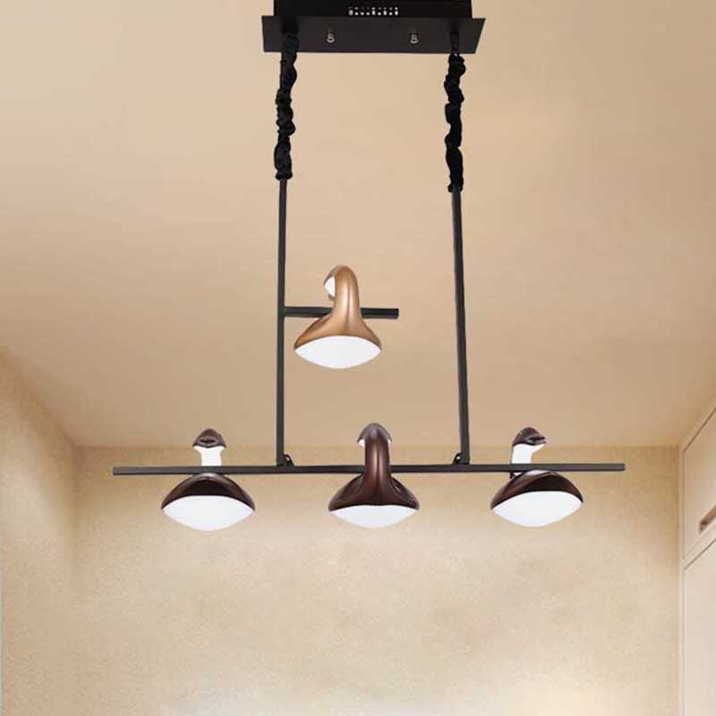 Multicolored Hanging Pendant Light With 4-Swan Linear Chandelier Design For Restaurants - Post