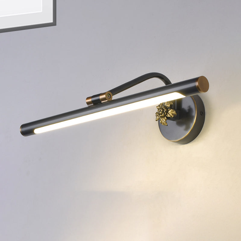 Modern Led Vanity Wall Sconce With Metal Shade - Black/Brass Finish 14/18 Diameter