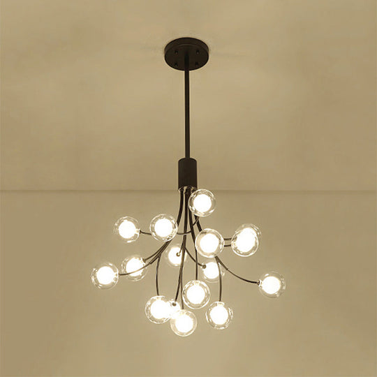 Contemporary 16-Light Black Finish Grape Chandelier - Metal Pendant Lamp