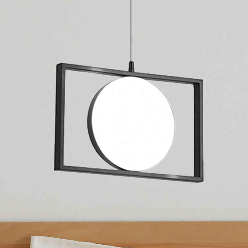 Modern Black Metal LED Pendant Hanging Light, Horizontal/Vertical Suspension Fixture