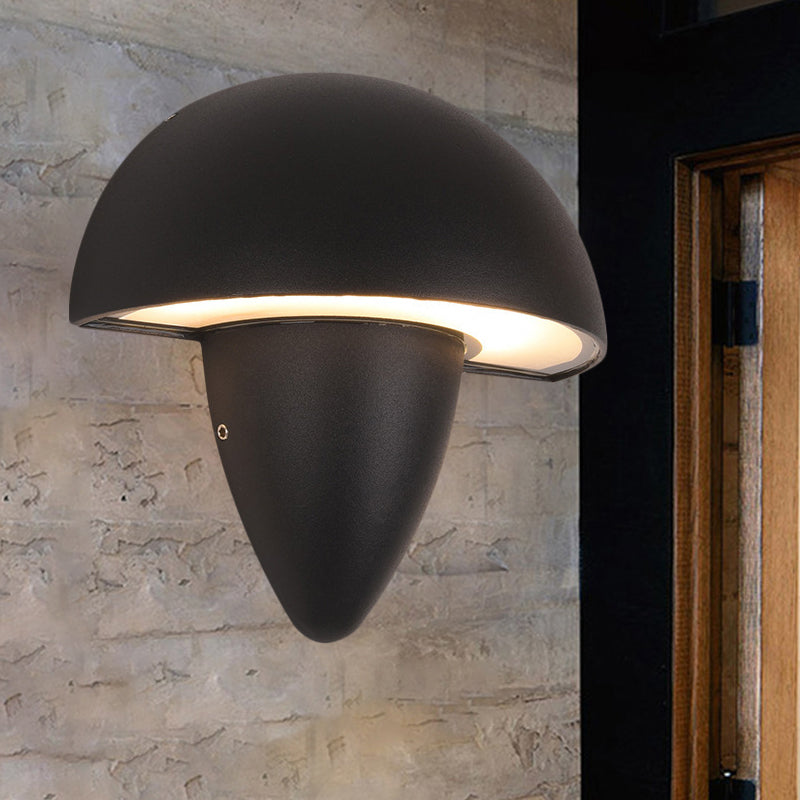 Modern Aluminum Mushroom Design Wall Sconce Led Black Lamp For Porch Warm/White Lighting
