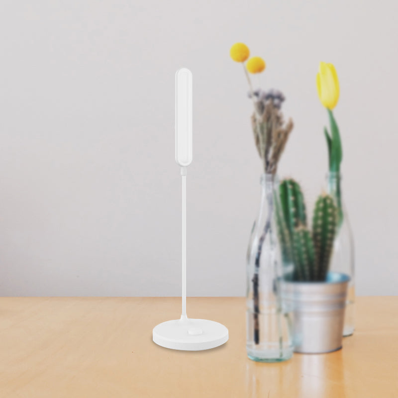 Adjustable Led Desk Lamp - White Modern Oblong Shade Ideal For Bedside And Study Room Lighting