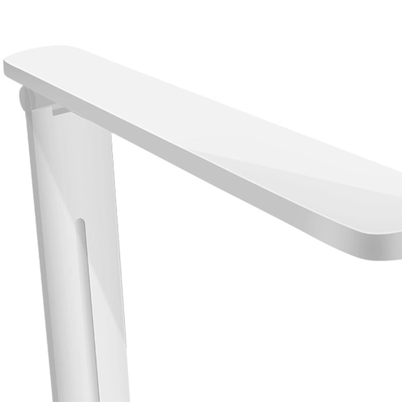 Adjustable White Oblong Shade Desk Lamp With Phone Holder - Modern Plastic Light