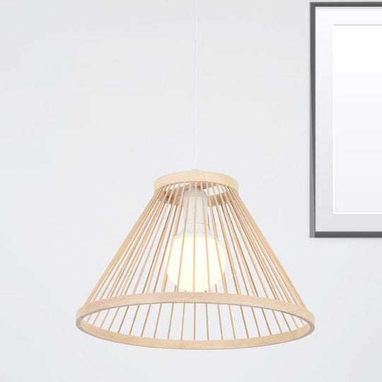 Bamboo Conical Shade Pendant Light - Modern Style Beige Ideal For Living Room
