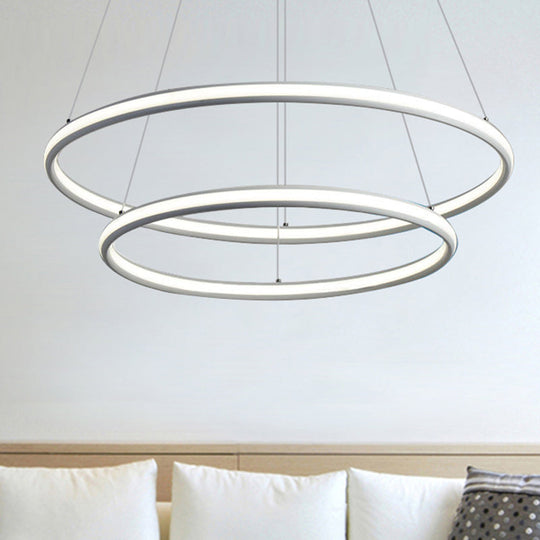 Simple Led Acrylic Ring Chandelier - Warm/White/Natural Light 1/2/3-Light Ceiling Pendant Fixture 2